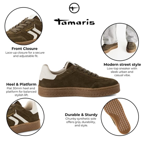 Tamaris Damen Olivgrün Wildleder Fashion Schnürschuhe - Image 2
