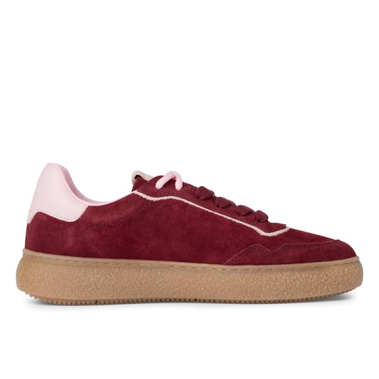 Tamaris Damen Merlot Burgunderrot Leder Fashion Stripe Schnür-Sneakers - Image 1