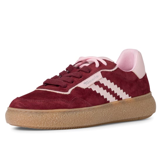 Tamaris Damen Merlot Burgunderrot Leder Fashion Stripe Schnür-Sneakers - Image 3