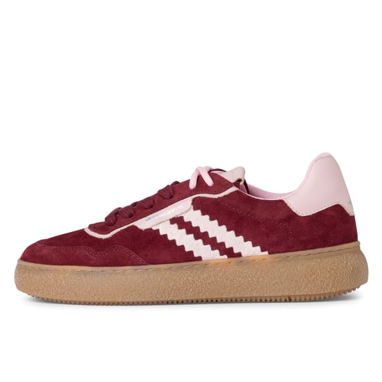 Tamaris Damen Merlot Burgunderrot Leder Fashion Stripe Schnür-Sneakers - Image 4