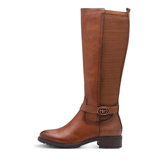 Tamaris Damen Cognac Braun Hellbraun Leder Kniehohe Reitstiefel - Image 4