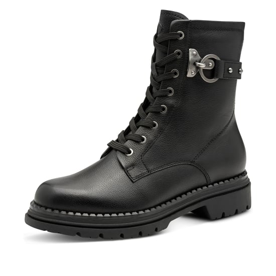 Tamaris Damen Fashion Schwarze Leder Schnürstiefeletten mit Reißverschluss - Image 3