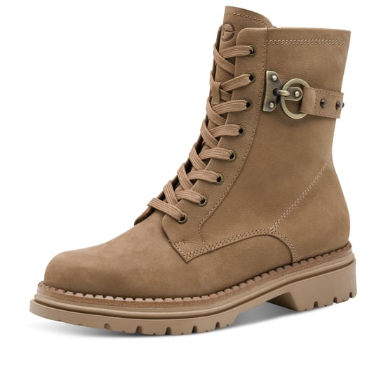 Tamaris Damen Fashion Camel Beige Leder Schnürstiefeletten mit Reißverschluss - Image 3