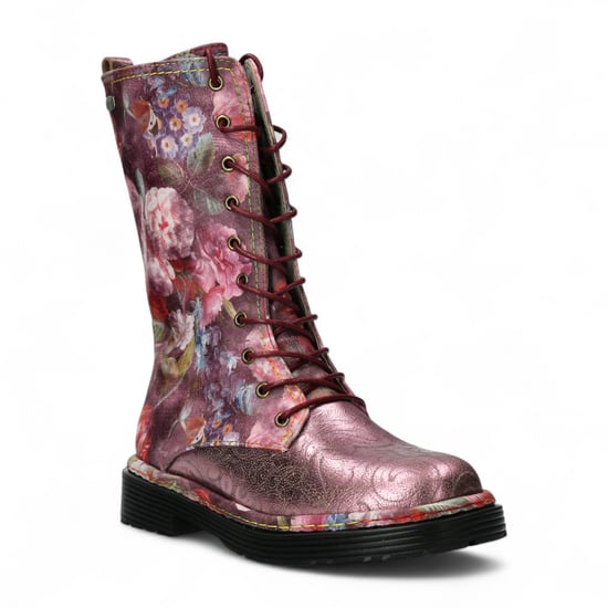 Laura Vita Incaso-18 Burgunderrot Floral Damen Gothic Viktorianische Lederstiefel - Image 3