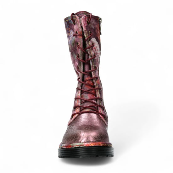 Laura Vita Incaso-18 Burgunderrot Floral Damen Gothic Viktorianische Lederstiefel - Image 5