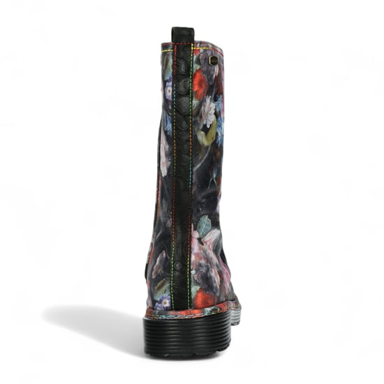Laura Vita Incaso-18 Schwarze Damenstiefel mit Blumenmuster, Gothic-Stil, viktorianisches Leder - Image 4