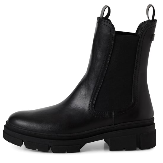 Tamaris Damen Klassische Chelsea-Stiefeletten aus schwarzem Leder mit hohem Überzug - Image 4