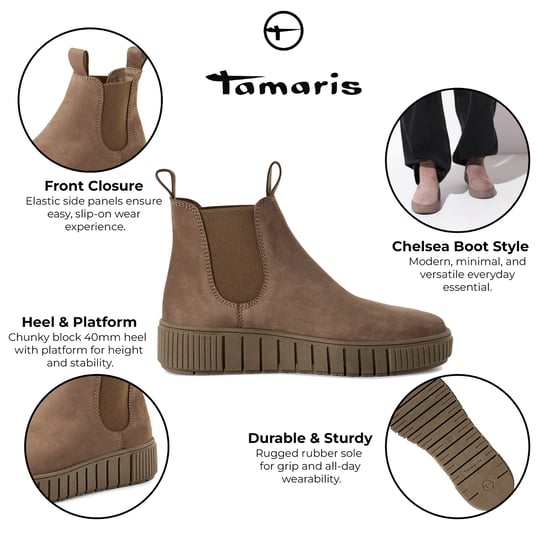 Tamaris Chelsea-Boots aus taupebraunem Leder für Damen - Image 2
