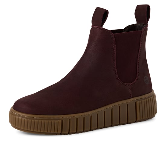 Tamaris Damen Bordeaux Burgunder Leder Chelsea Stiefeletten - Image 3