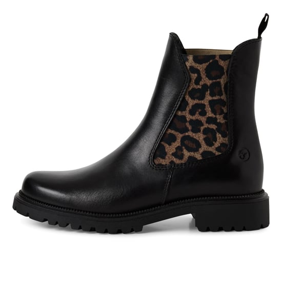 Tamaris Damen Schwarze Leoparden-Leder-Klassiker-High-Chelsea-Ankle-Boots - Image 4