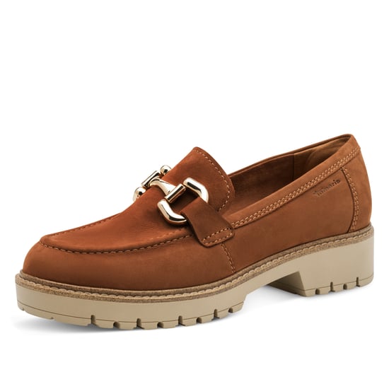 Tamaris Damen Cognac Tan Braun Leder Loafer Slip-On Plateauschuhe - Image 3