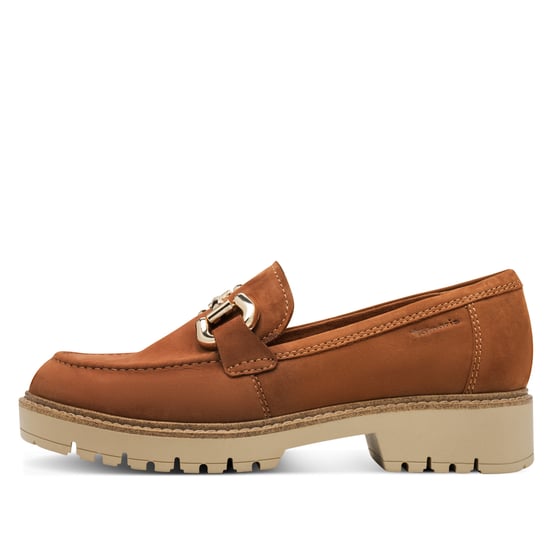 Tamaris Damen Cognac Tan Braun Leder Loafer Slip-On Plateauschuhe - Image 4