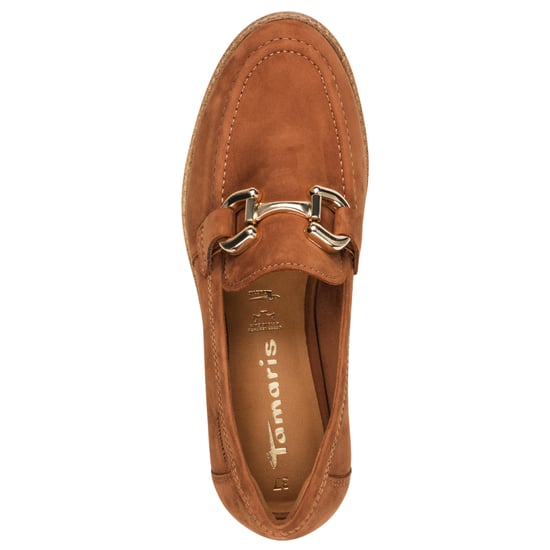 Tamaris Damen Cognac Tan Braun Leder Loafer Slip-On Plateauschuhe - Image 5