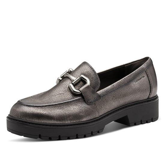 Tamaris Damen Zinn Silber Leder Loafer Slip-On Plateauschuhe - Image 3