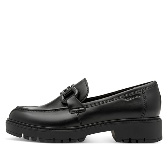 Tamaris Damen Schwarze Leder-Loafer Slip-On Plateauschuhe - Image 4