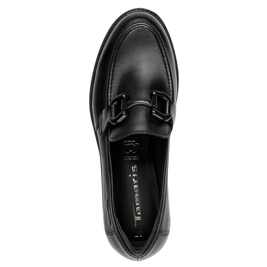 Tamaris Damen Schwarze Leder-Loafer Slip-On Plateauschuhe - Image 5