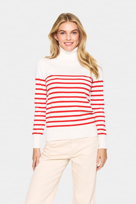 Rollkragen Gerade Passform white red - Image 2