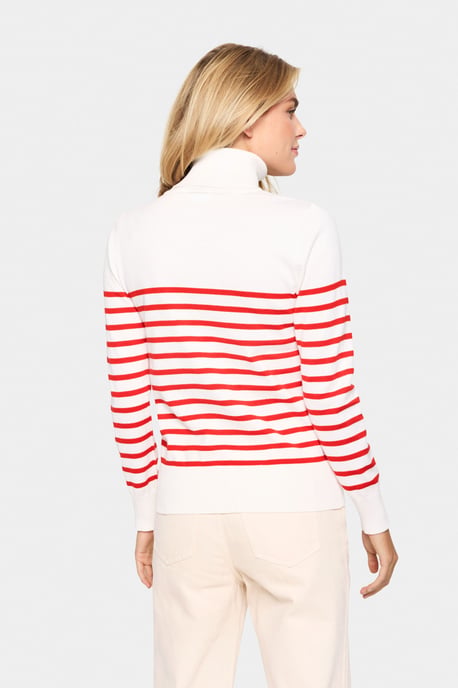 Rollkragen Gerade Passform white red - Image 3