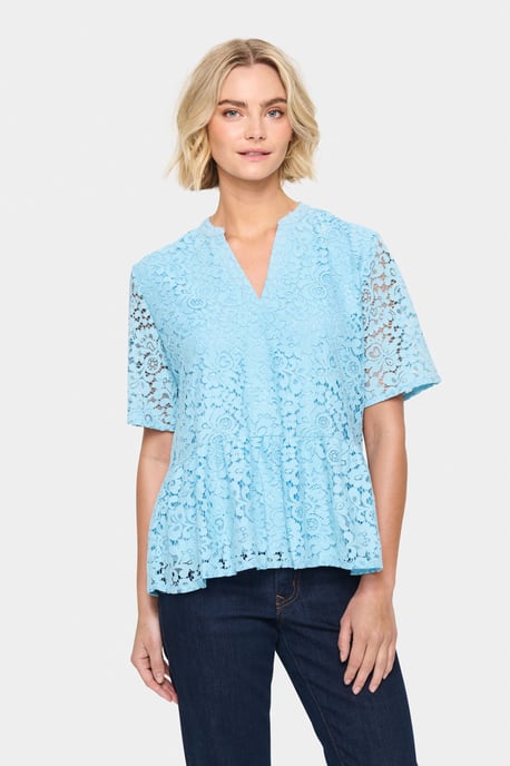 Kurzarm-Bluse Gerade Passform Airy Blue light blue - Image 3