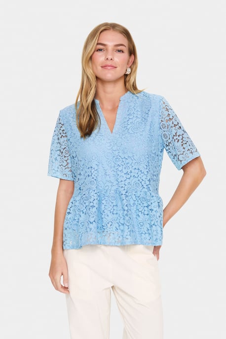 Kurzarm-Bluse Gerade Passform Airy Blue light blue - Image 4