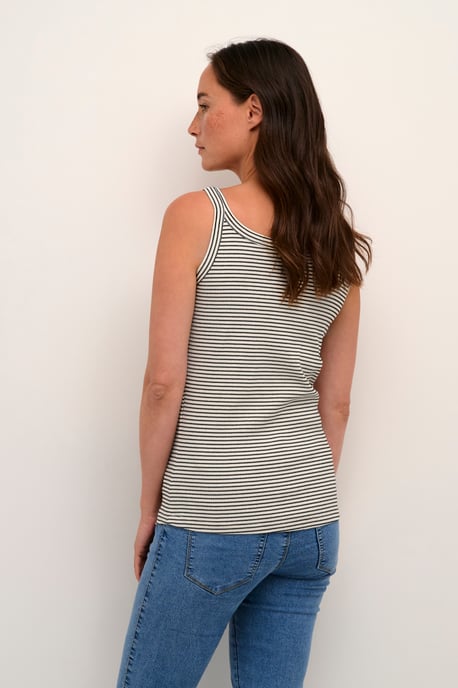 Jerseytop Tight fit Chalk/Black stripe white black - Image 3
