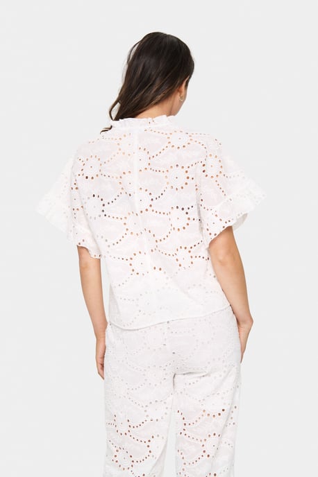 Kurzarm-Bluse Lockere Passform Ice white - Image 3