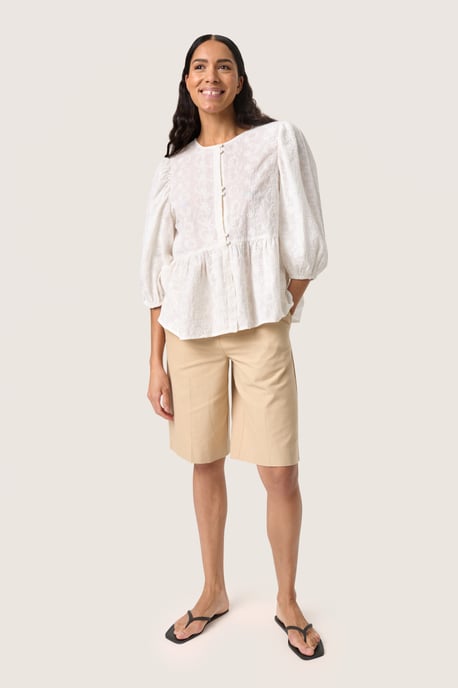 Kurzarm-Bluse Lockere Passform Broken White - Image 1