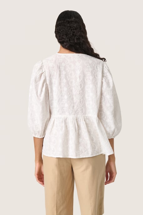 Kurzarm-Bluse Lockere Passform Broken White - Image 3