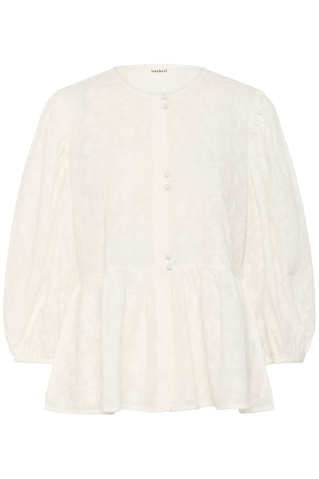 Kurzarm-Bluse Lockere Passform Broken White - Image 4