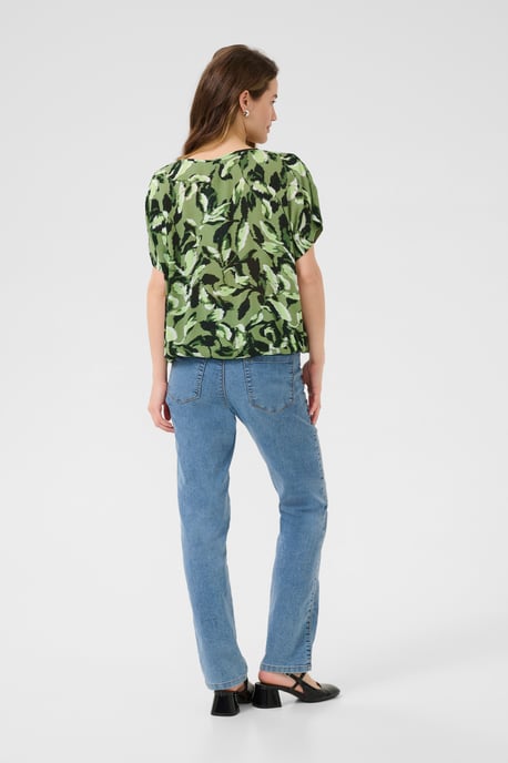 Kurzarm-Bluse Relaxed fit Green Blurry Leafs green - Image 2