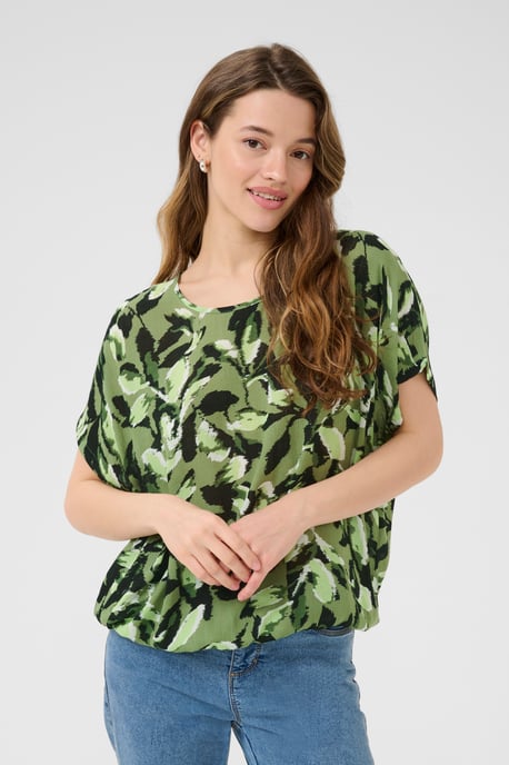 Kurzarm-Bluse Relaxed fit Green Blurry Leafs green - Image 3