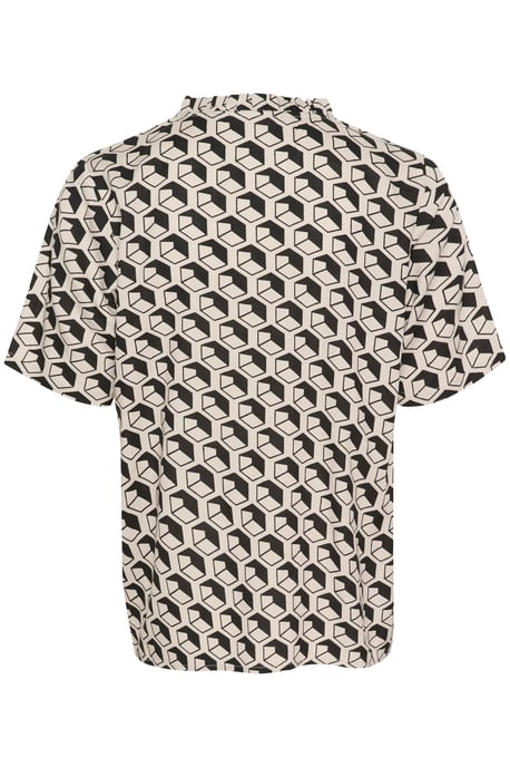 Kurzarm-Bluse Regular fit Feather/Black Geometric Print white black - Image 5