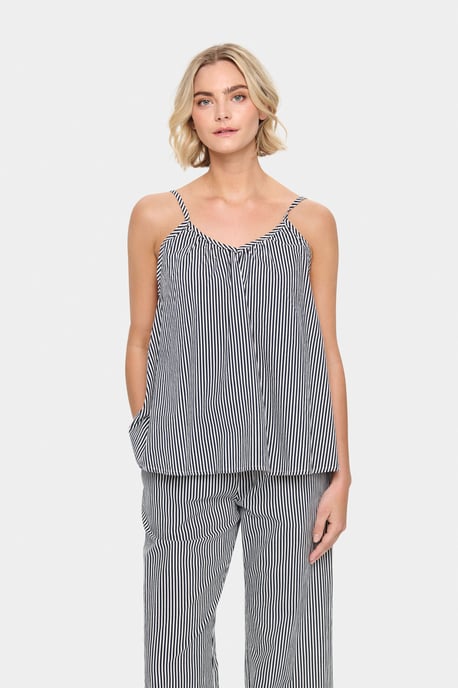 Ärmellose Bluse Lockerer Schnitt Eis Nachthimmel Streifen white navy - Image 2