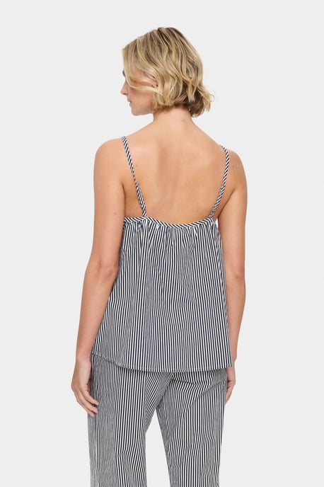 Ärmellose Bluse Lockerer Schnitt Eis Nachthimmel Streifen white navy - Image 3