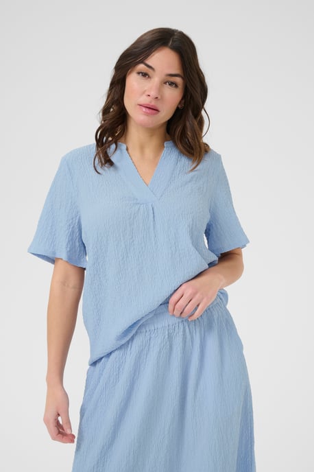 Kurzarm-Bluse Regular fit Soft Chambray light blue - Image 3