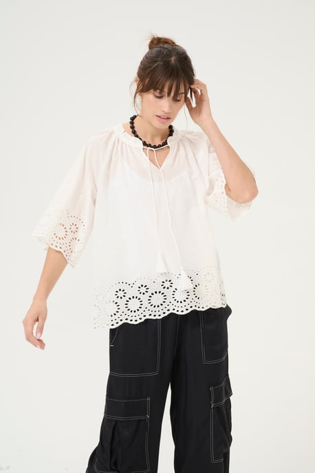Kurzarm-Bluse Relaxed fit Spring Gardenia white - Image 3