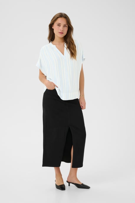 Kurzarm-Bluse Loose fit Chalk/Soft Chambray Stripe white blue - Image 2