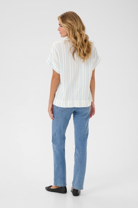 Kurzarm-Bluse Loose fit Chalk/Soft Chambray Stripe white blue - Image 3