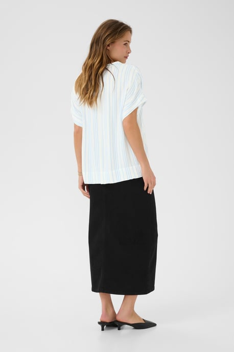 Kurzarm-Bluse Loose fit Chalk/Soft Chambray Stripe white blue - Image 4