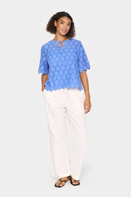 Kurzarm-Bluse Lockere Passform Provence - Image 1