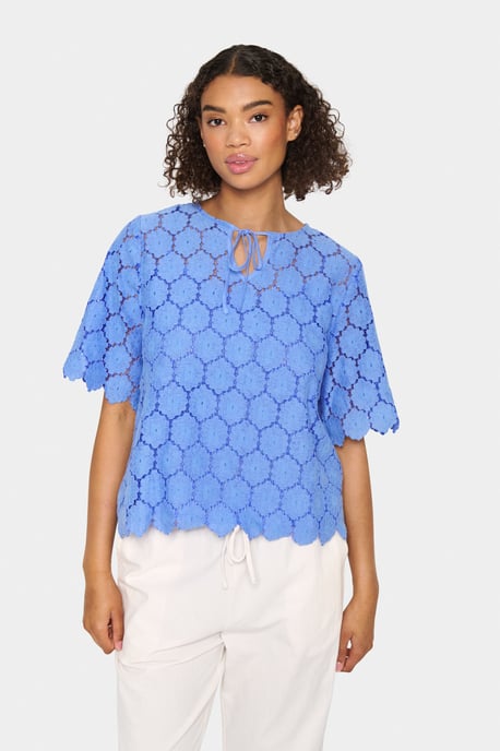 Kurzarm-Bluse Lockere Passform Provence - Image 2