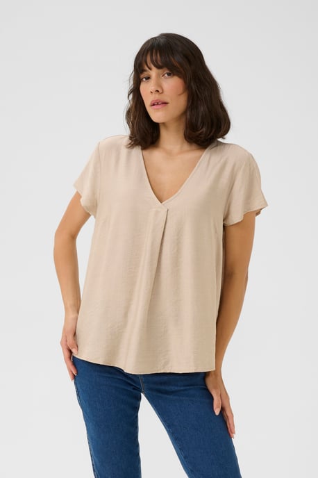 Kurzarm-Bluse Regular fit Feather Grey CC beige - Image 3