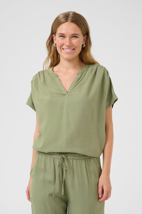Kurzarm-Bluse Loose fit Oil Green - Image 3