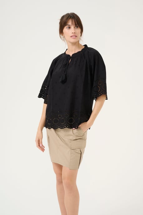 Kurzarm-Bluse Relaxed fit Black - Image 3