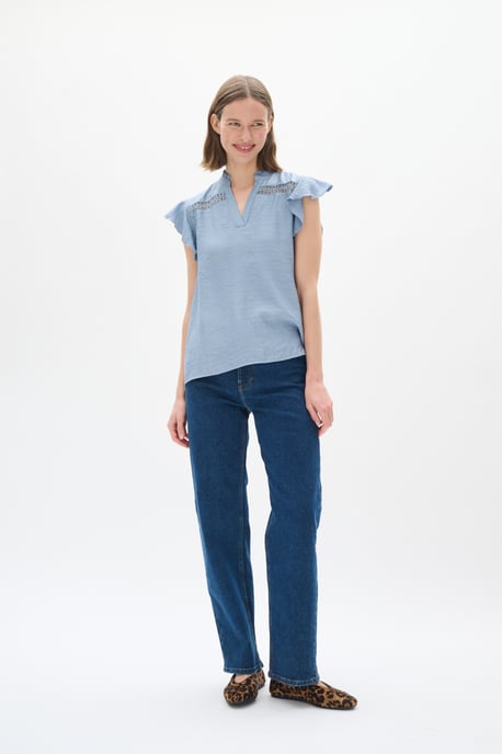 Kurzarm-Bluse Bleached Blue - Image 3
