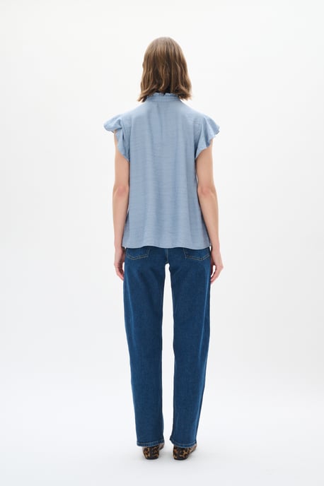 Kurzarm-Bluse Bleached Blue - Image 5