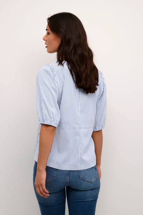 Kurzarm-Bluse Casual fit Mazarine Blue white - Image 3