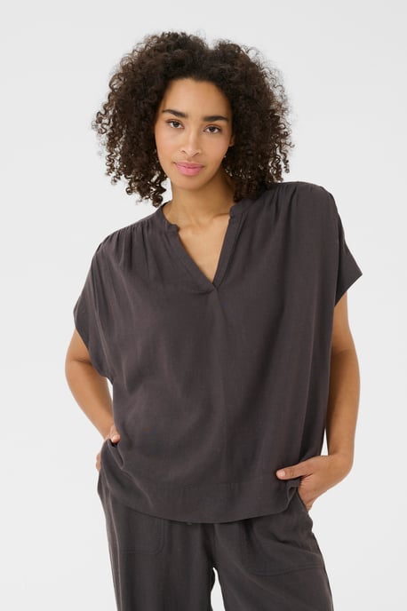 Kurzarm-Bluse Loose fit Black Oyster - Image 5