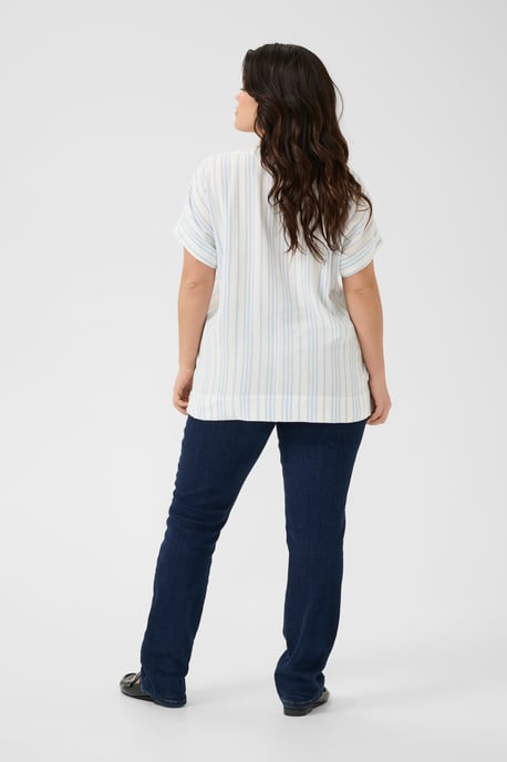 Kurzarm-Bluse Loose fit Chalk/Soft Chambray Stripe white blue - Image 2