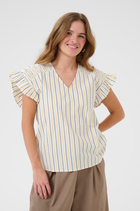 Kurzarm-Bluse Relaxed fit White/Blue/Yellow Stripe white multi - Image 3